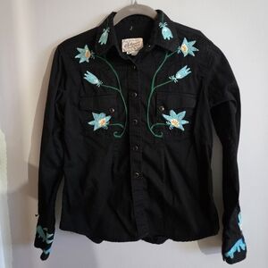 Black Embroidered Western Shirt
